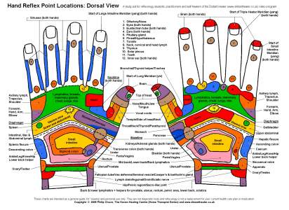 hand reflexology, hand reflexology chart